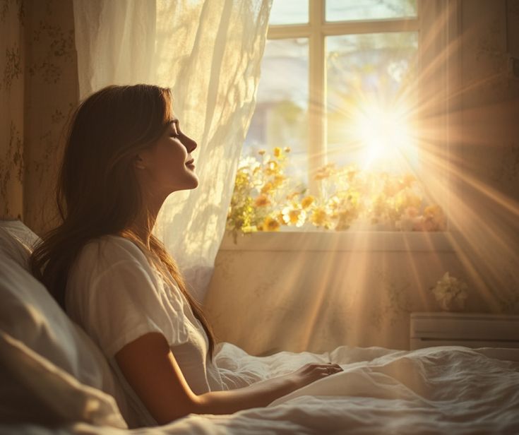 Abstract soft green shapes suggesting morning light in a quiet room